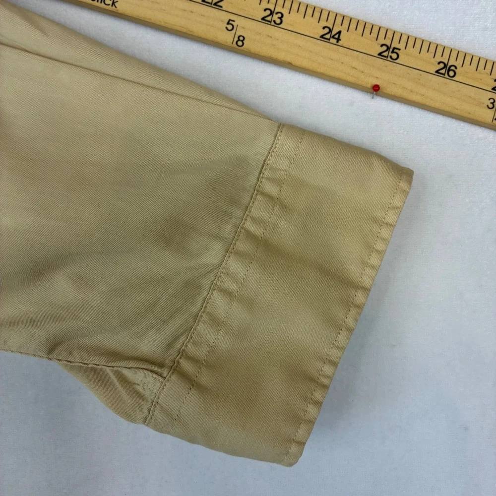 Polo Ralph Lauren Shirt Mens L Tan Khaki Featherweight Twill Epaulette Safari